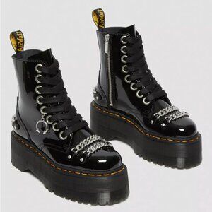 Dr. Martens Black Jadon Patent Chain Leather Platform Boots